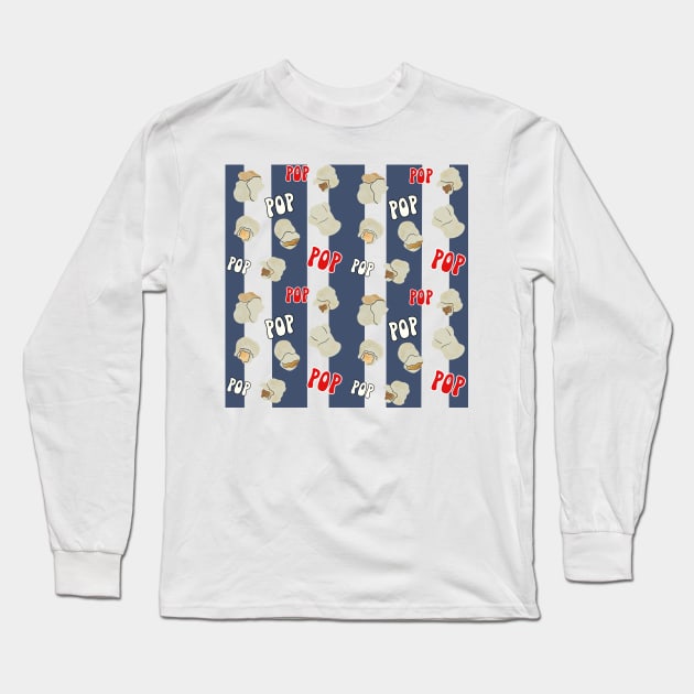 Retro Popcorn | Striped Popcorn Pattern Long Sleeve T-Shirt by Suneldesigns